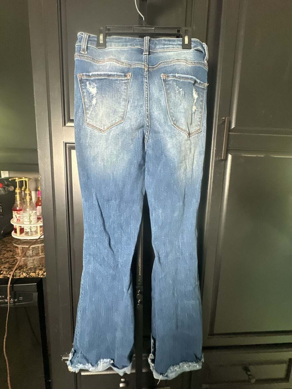 Risen Jeans High Rise Distressed Flare Leg Denim Jeans#664 - Picture 2 of 4